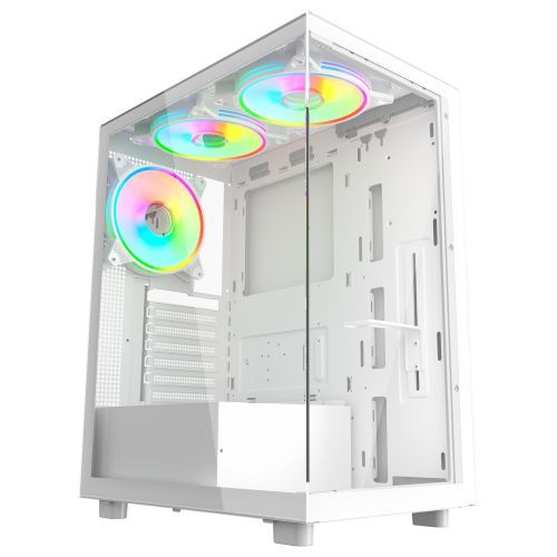 Vida Vetro White ARGB Gaming Case w/ Glass Front & Side, ATX
