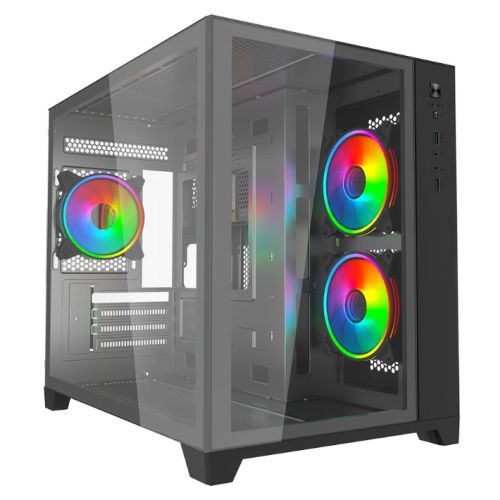 Vida Akira V2 Black ARGB Gaming Case w/ Glass Front & Side,