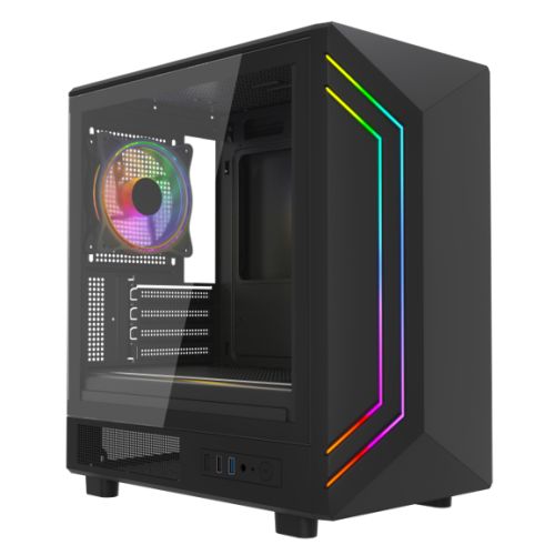 Vida Apollo M Black ARGB Gaming Case w/ Glass Window, Micro