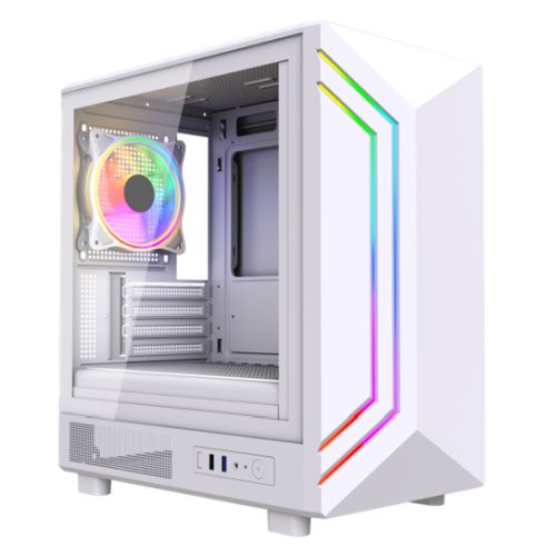 Vida Apollo M White ARGB Gaming Case w/ Glass Window, Micro