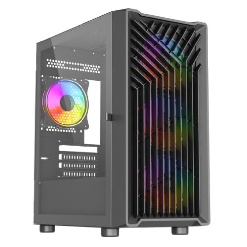 Vida Cyclone Black ARGB Gaming Case w/ Glass Window, Micro A
