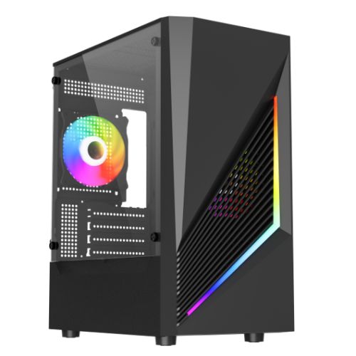 Vida Genesis Black ARGB Gaming Case w/ Glass Window, Micro A